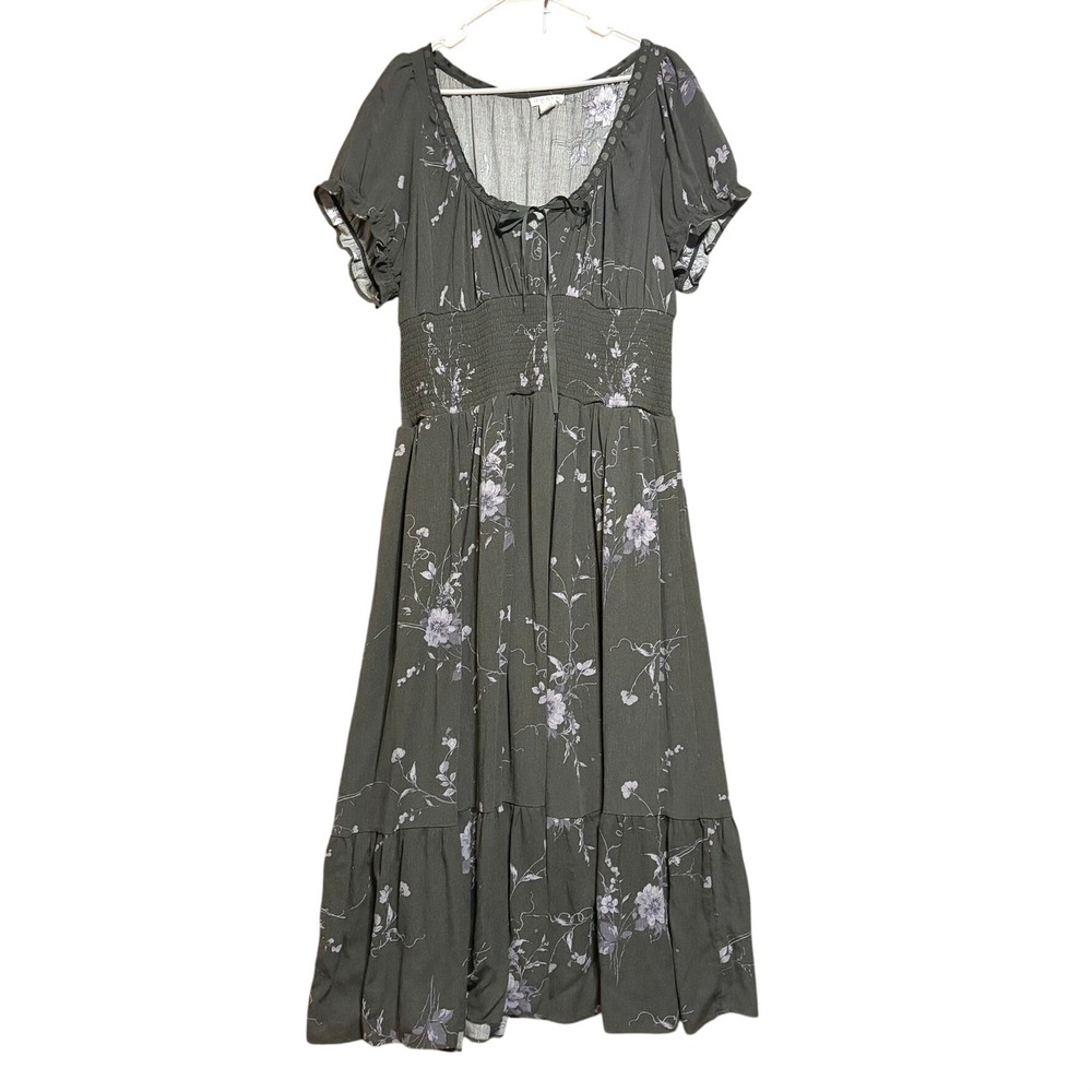 Torrid Festi Floral Dress 3x Smocked Boho Cottagecore Tiered Ruffle Whimsygoth